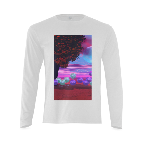 Bubble Garden, Abstract Rose  Azure Wisdom Sunny Men's T-shirt (long-sleeve) (Model T08)