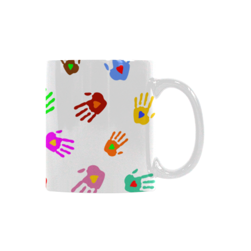 Multicolored HANDS with HEARTS love pattern White Mug(11OZ)