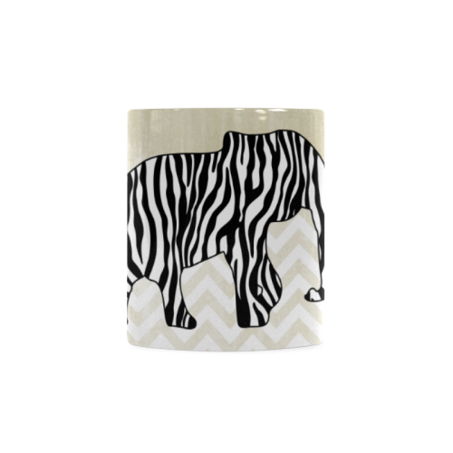 ZEBRAPHANT Elephant with Zebra Stripes black white + chevrons white White Mug(11OZ)