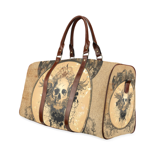 Awesome skull with wings and grunge Waterproof Travel Bag/Small (Model 1639)