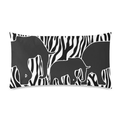 ELEPHANTS to ZEBRA stripes black & white Rectangle Pillow Case 20"x36"(Twin Sides)