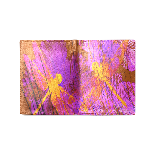 Dragonflies & Flowers Summer YY Men's Leather Wallet (Model 1612)