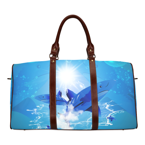 The cartoon sharks Waterproof Travel Bag/Small (Model 1639)