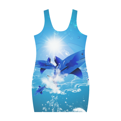 The cartoon sharks Medea Vest Dress (Model D06)