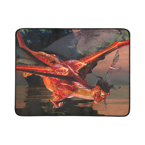Awesome red flying dragon Beach Mat 78"x 60"