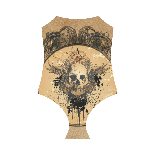 Awesome skull with wings and grunge Strap Swimsuit ( Model S05)