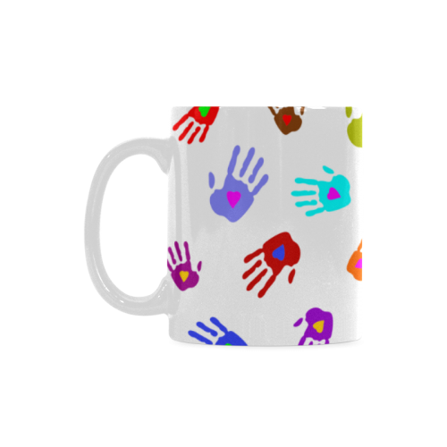 Multicolored HANDS with HEARTS love pattern White Mug(11OZ)