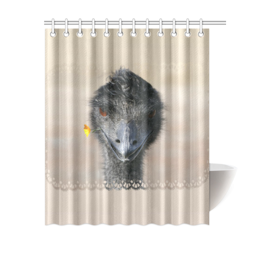 Happy Emu with Flower Shower Curtain 60"x72"