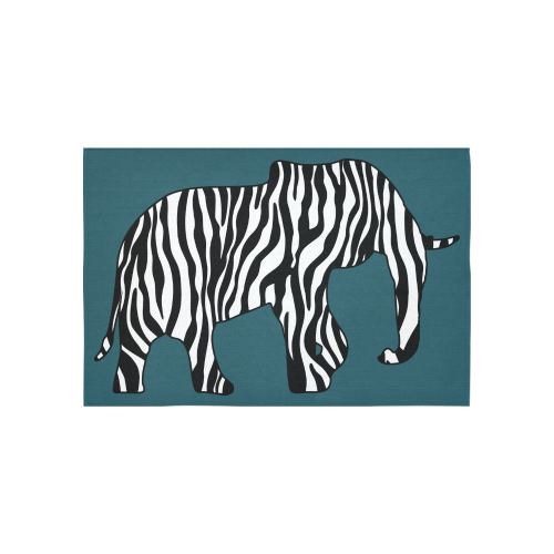 ZEBRAPHANT Elephant with Zebra Stripes black white Cotton Linen Wall Tapestry 60"x 40"