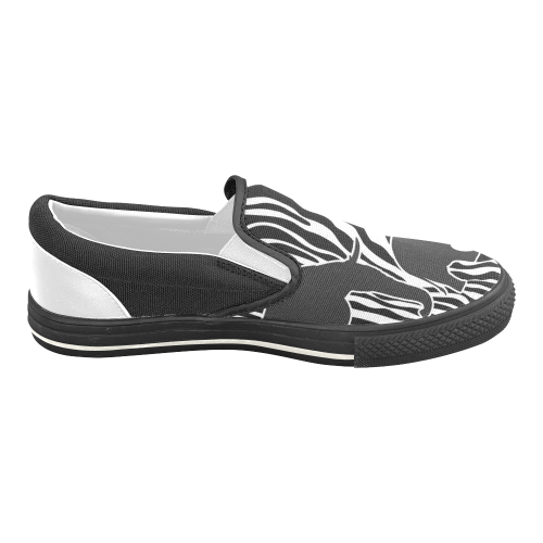 ELEPHANTS to ZEBRA stripes black & white Men's Slip-on Canvas Shoes (Model 019)