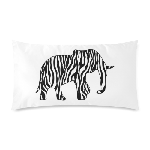 ZEBRAPHANT Elephant with Zebra Stripes black white Custom Rectangle Pillow Case 20"x36" (one side)