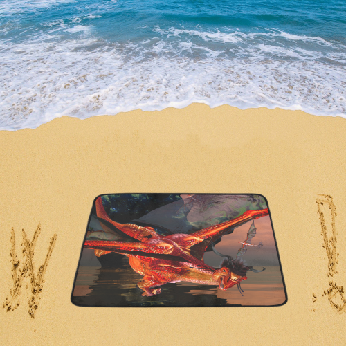 Awesome red flying dragon Beach Mat 78"x 60"