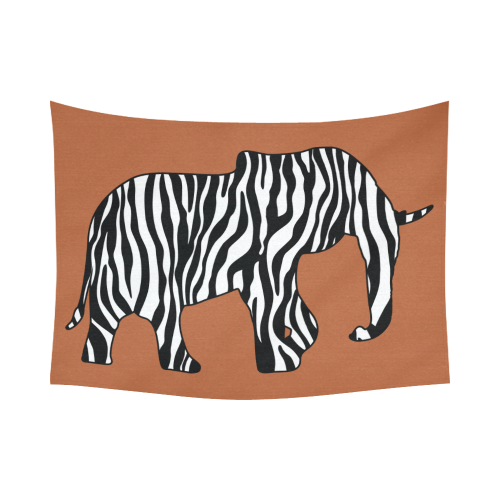 ZEBRAPHANT Elephant with Zebra Stripes black white Cotton Linen Wall Tapestry 80"x 60"