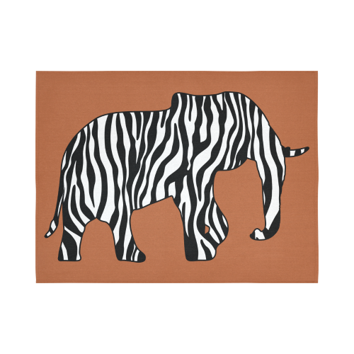 ZEBRAPHANT Elephant with Zebra Stripes black white Cotton Linen Wall Tapestry 80"x 60"