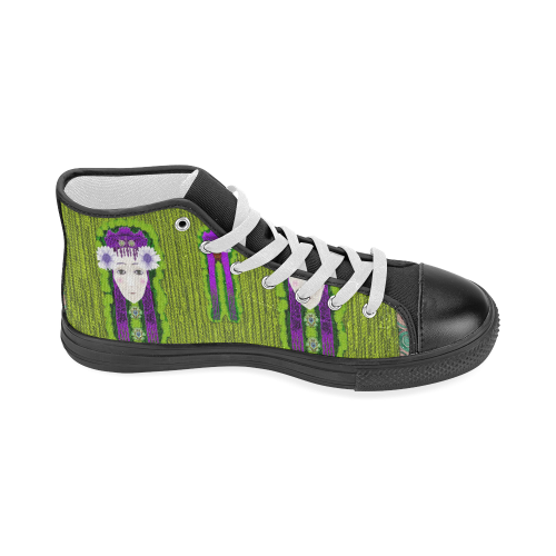 Lady Panda Is here Popart Women's Classic High Top Canvas Shoes (Model 017)