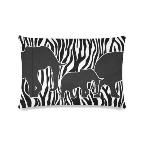 ELEPHANTS to ZEBRA stripes black & white Custom Zippered Pillow Case 16"x24"(Twin Sides)