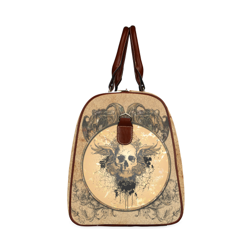 Awesome skull with wings and grunge Waterproof Travel Bag/Large (Model 1639)