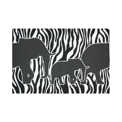 ELEPHANTS to ZEBRA stripes black & white Cotton Linen Wall Tapestry 90"x 60"