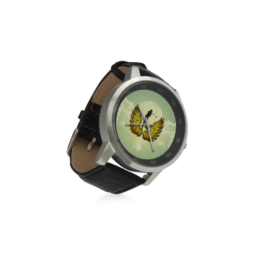 Sport, golf Unisex Stainless Steel Leather Strap Watch(Model 202)