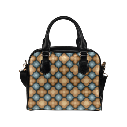 Brown, Blue Floral Pattern Shoulder Handbag (Model 1634)