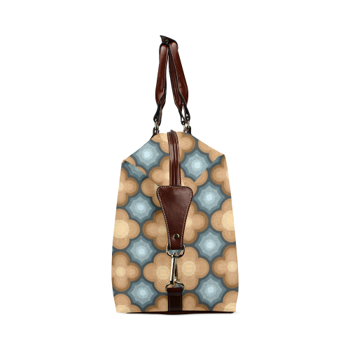 Brown, Blue Floral Pattern Classic Travel Bag (Model 1643)