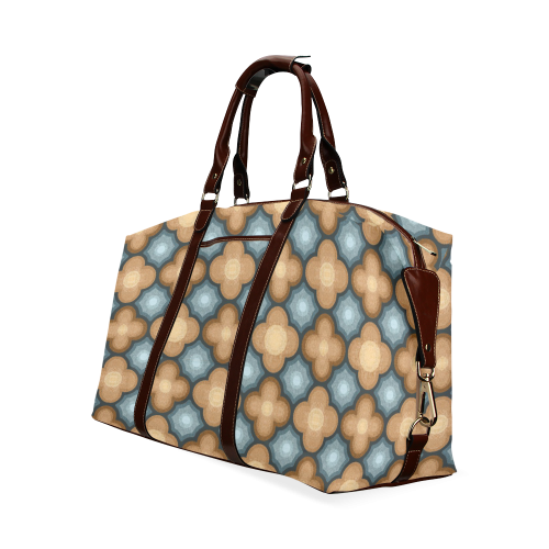 Brown, Blue Floral Pattern Classic Travel Bag (Model 1643)