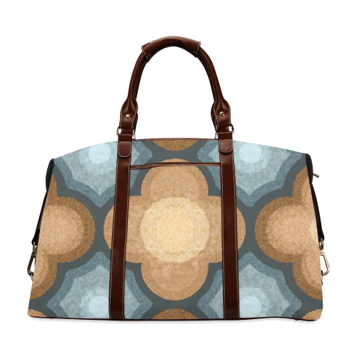 Brown and Blue Floral Pattern Classic Travel Bag (Model 1643)