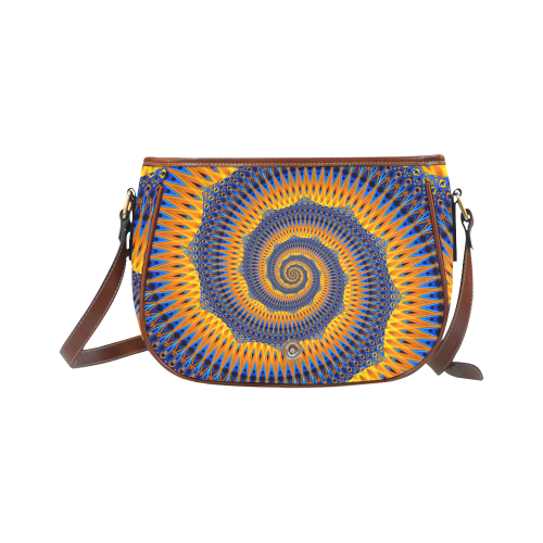 POWER SPIRAL POLYGON Orange Blue Saddle Bag/Small (Model 1649) Full Customization