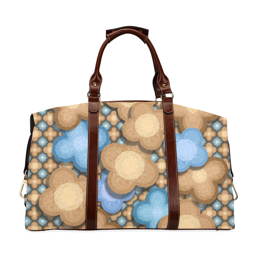 Brown and Blue Floral Classic Travel Bag (Model 1643)