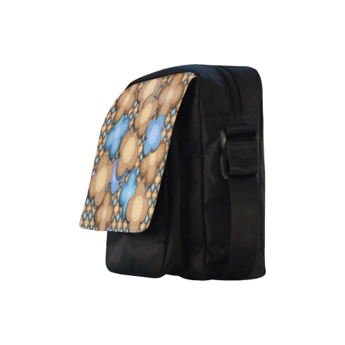 Brown and Blue Floral Crossbody Nylon Bags (Model 1633)