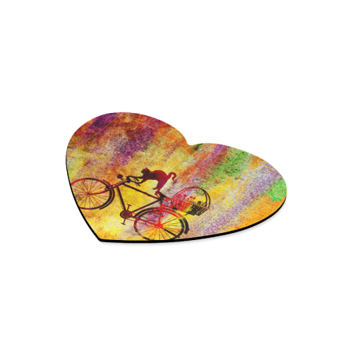 Cat and Bicycle Heart-shaped Mousepad