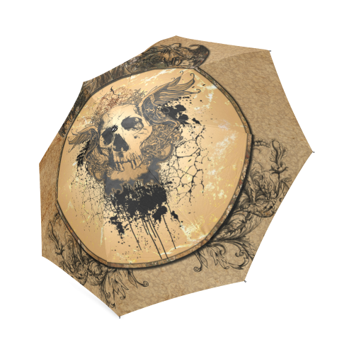 Awesome skull with wings and grunge Foldable Umbrella (Model U01)