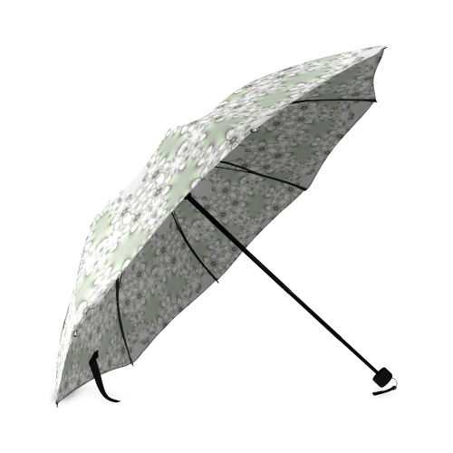 Kaleidoscope Fractal Mandala Frame Grey Green Foldable Umbrella (Model U01)
