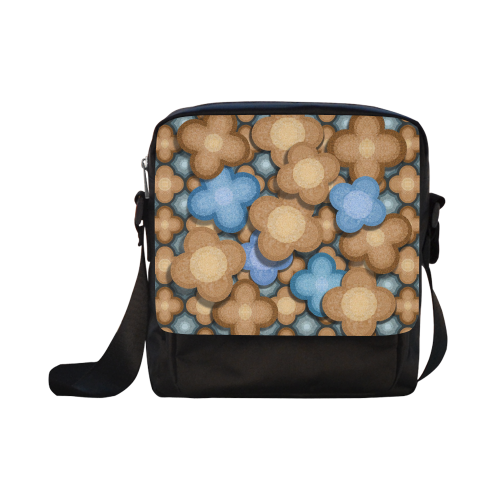 brown blue pattern Crossbody Nylon Bags (Model 1633)