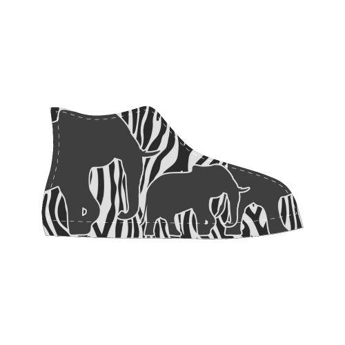 ELEPHANTS to ZEBRA stripes black & white Men’s Classic High Top Canvas Shoes (Model 017)