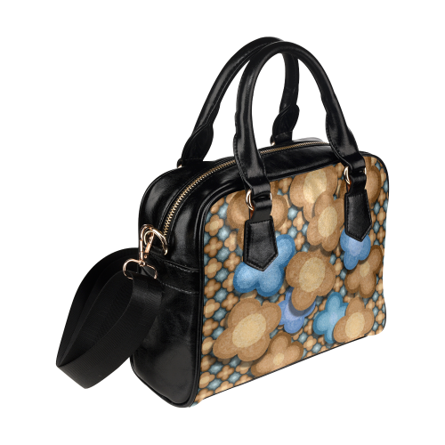 Brown and Blue Floral Shoulder Handbag (Model 1634)