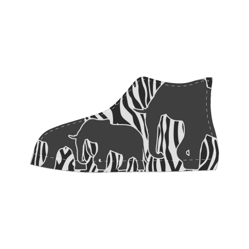 ELEPHANTS to ZEBRA stripes black & white Men’s Classic High Top Canvas Shoes (Model 017)