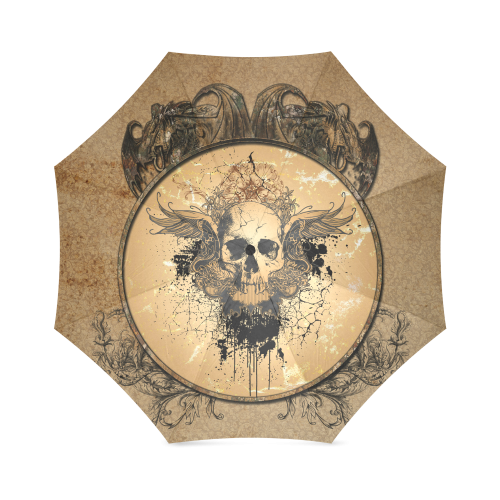 Awesome skull with wings and grunge Foldable Umbrella (Model U01)