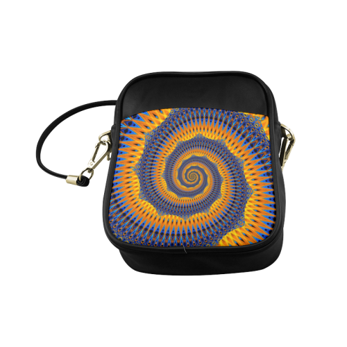 POWER SPIRAL POLYGON Orange Blue Sling Bag (Model 1627)