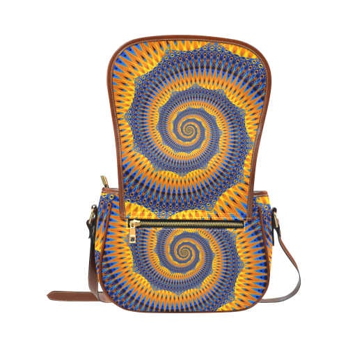 POWER SPIRAL POLYGON Orange Blue Saddle Bag/Small (Model 1649) Full Customization