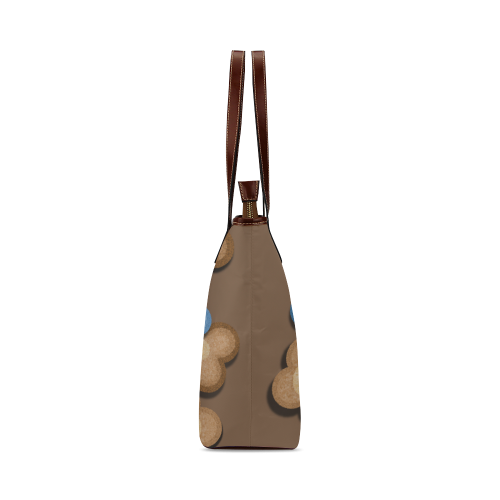 Brown and Blue Flowers Shoulder Tote Bag (Model 1646)