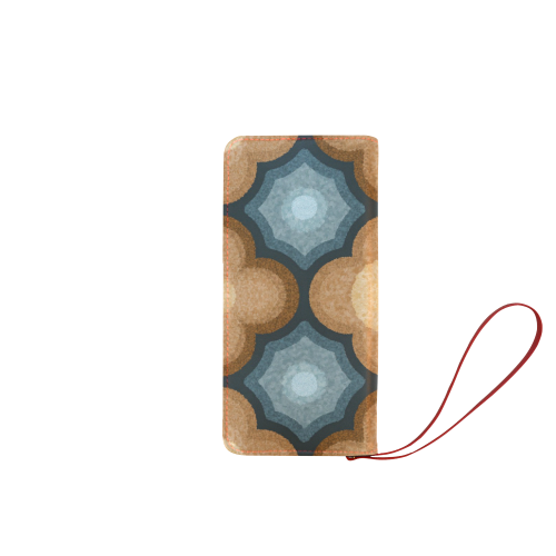 Brown and Blue Floral Pattern Women's Clutch Wallet (Model 1637)