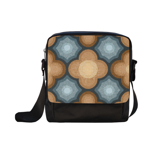 Brown and Blue Floral Pattern Crossbody Nylon Bags (Model 1633)