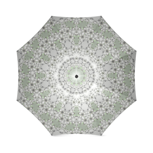Kaleidoscope Fractal Mandala Frame Grey Green Foldable Umbrella (Model U01)