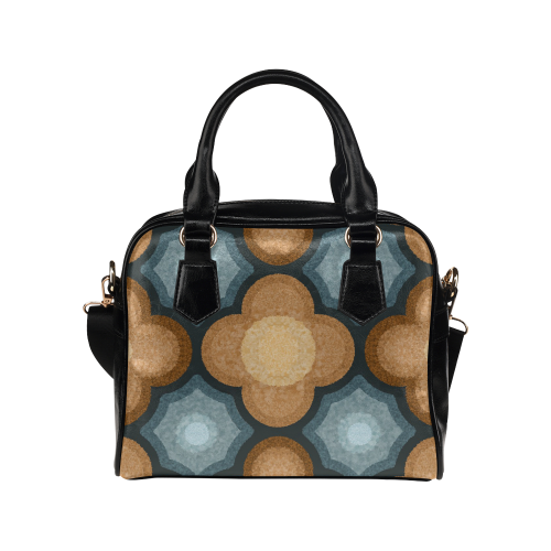 Brown and Blue Floral Pattern Shoulder Handbag (Model 1634)