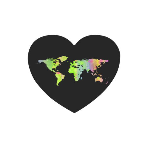 World Map Heart-shaped Mousepad
