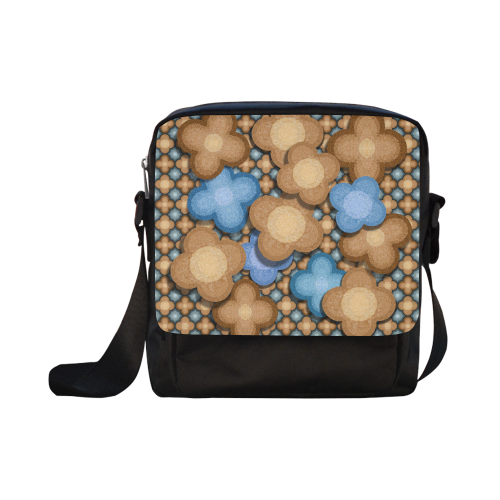 Brown and Blue Floral Crossbody Nylon Bags (Model 1633)