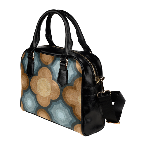 Brown and Blue Floral Pattern Shoulder Handbag (Model 1634)