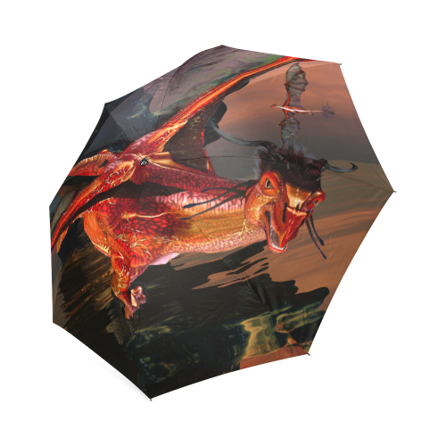 Awesome red flying dragon Foldable Umbrella (Model U01)
