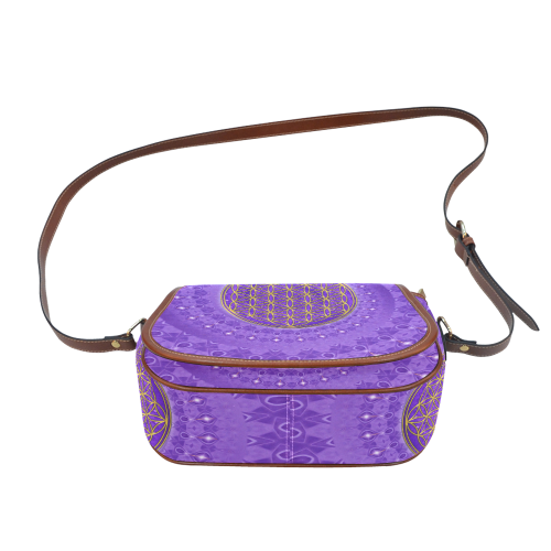 FLOWER OF LIFE gold POWER SPIRAL purple Saddle Bag/Small (Model 1649) Full Customization